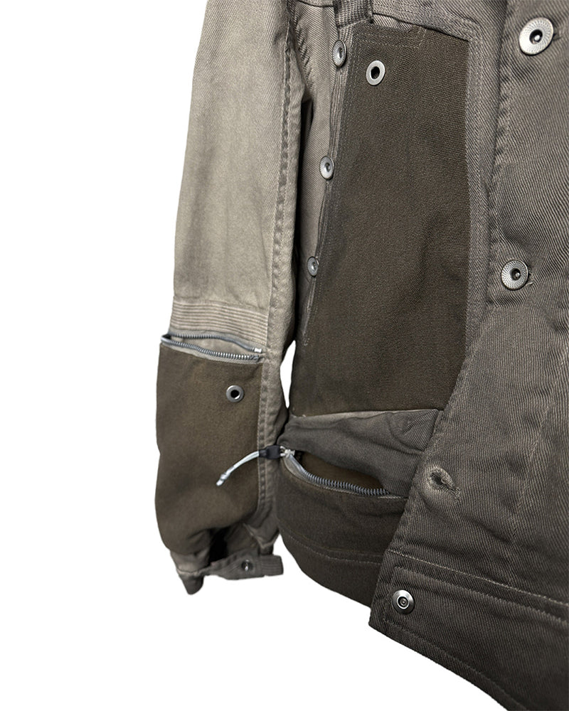 Wasteland Distressed Cotton Canvas Paneled Jacket