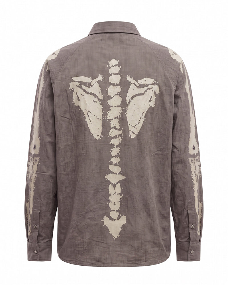 Post-Apocalyptic Skeleton Print Loose Long Sleeve Shirt
