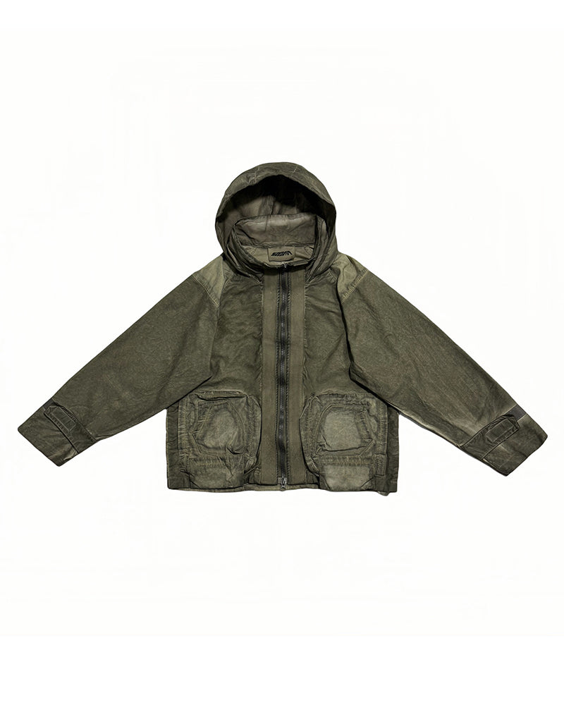 Post-Apocalyptic Distressed Pocket Hooded Jacket