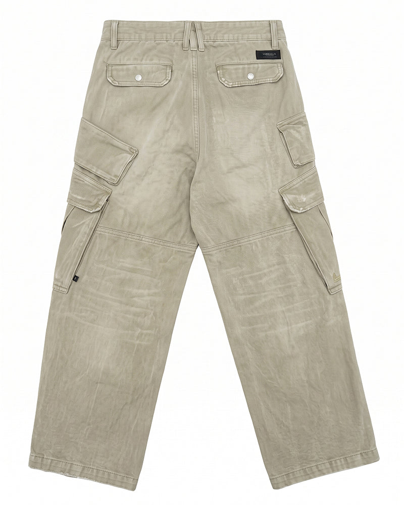 Distressed Panel‑Constructed Multi‑Pocket Cargo Pants