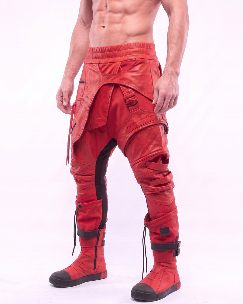 Wasteland Waxed Cut-Out Asymmetric Slim-Fit Pants
