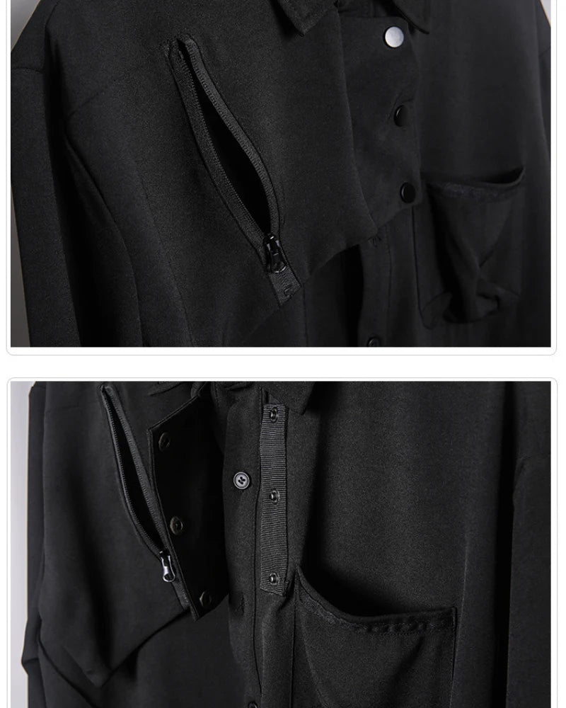 Streetwear Black Long-Sleeve Shirt
