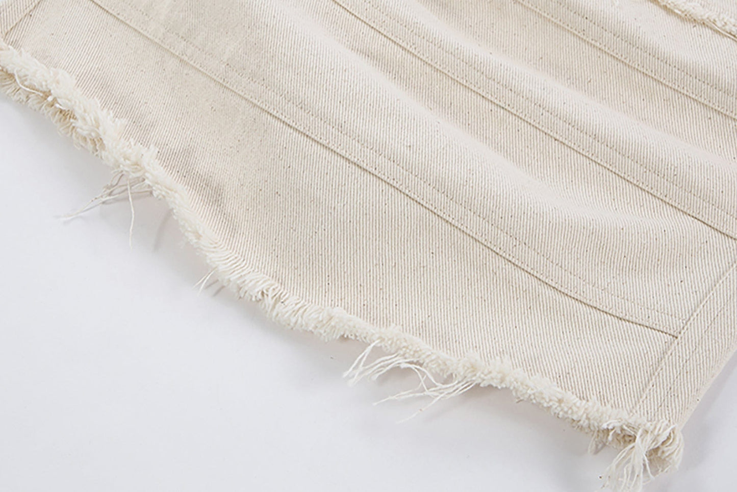Layered Spliced Frayed-Edge Shorts