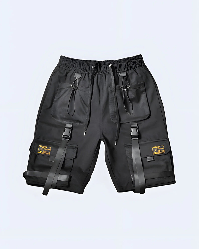 Techwear Cargo Shorts With Straps