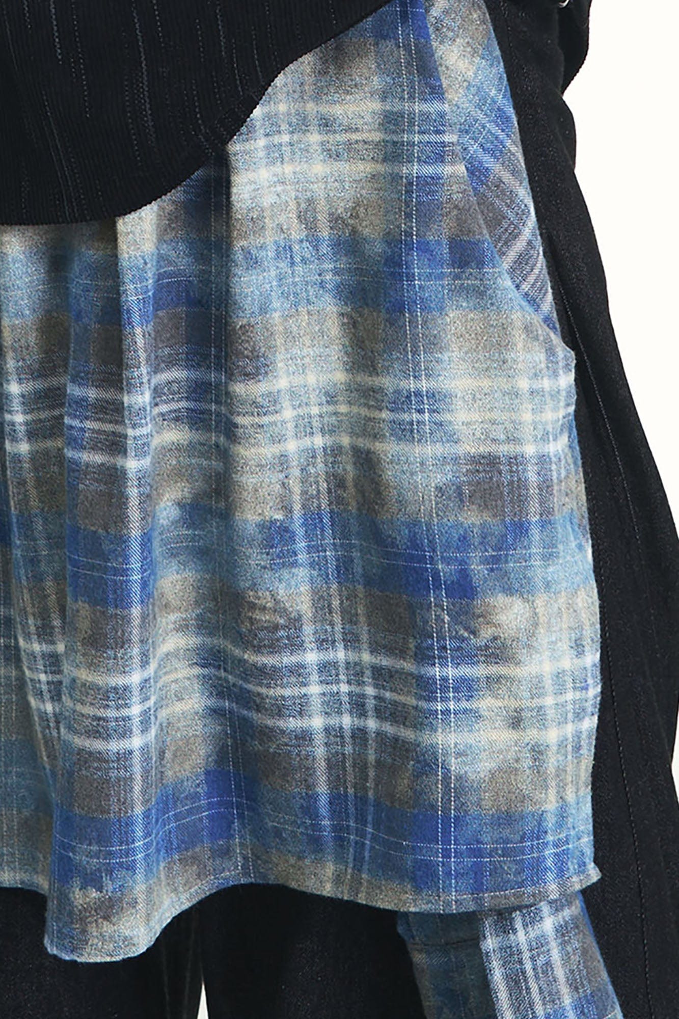 Detachable Plaid Flap Panel Wide-Leg Pants