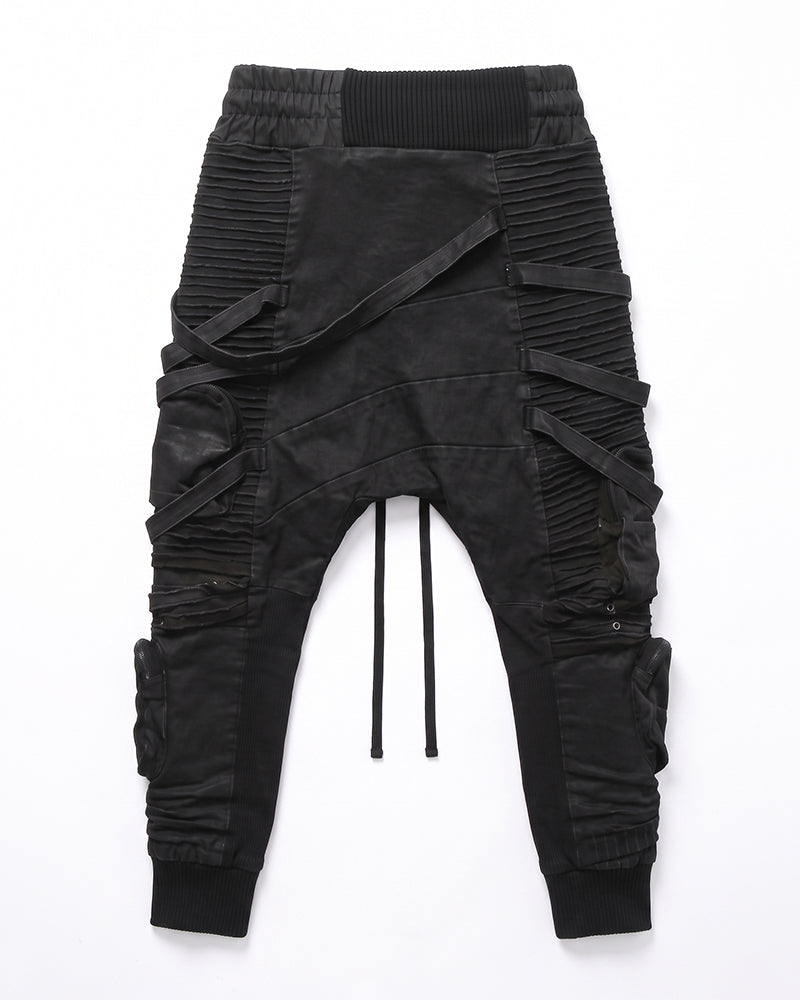 Wasteland Distressed Asymmetric Strap Multi-Cargo Pants