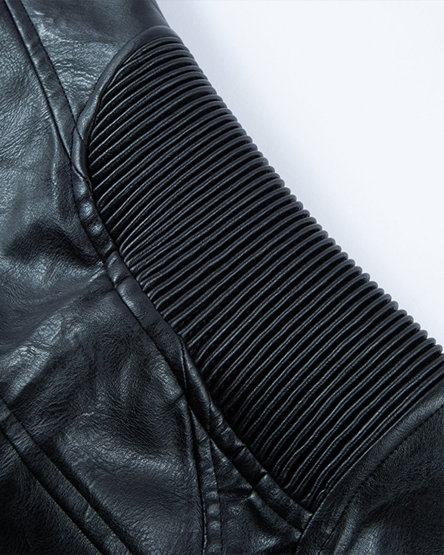 Modern Deconstructed Faux Leather Biker Jacket Black