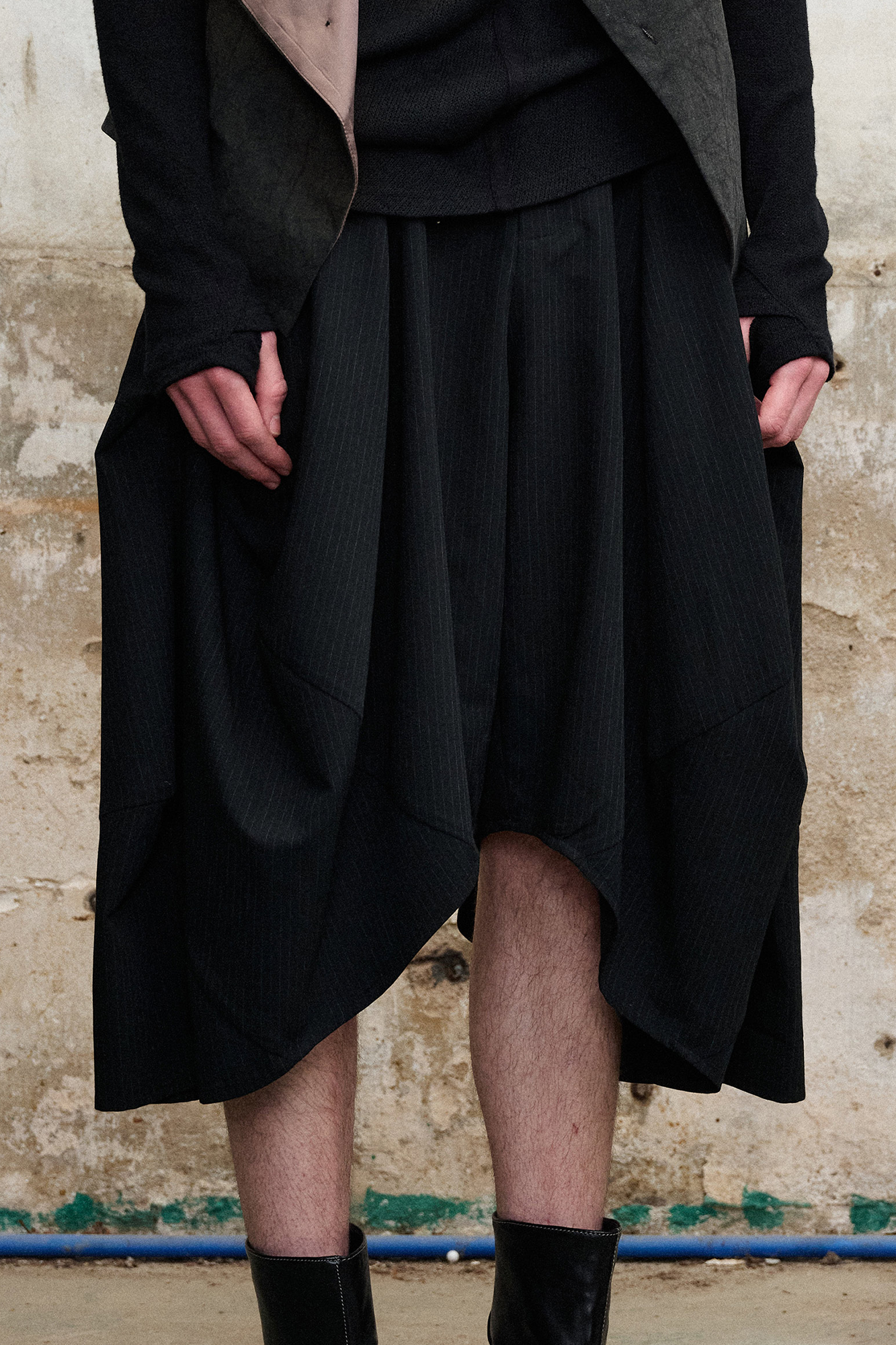 Pinstripe Balloon Skort Pants