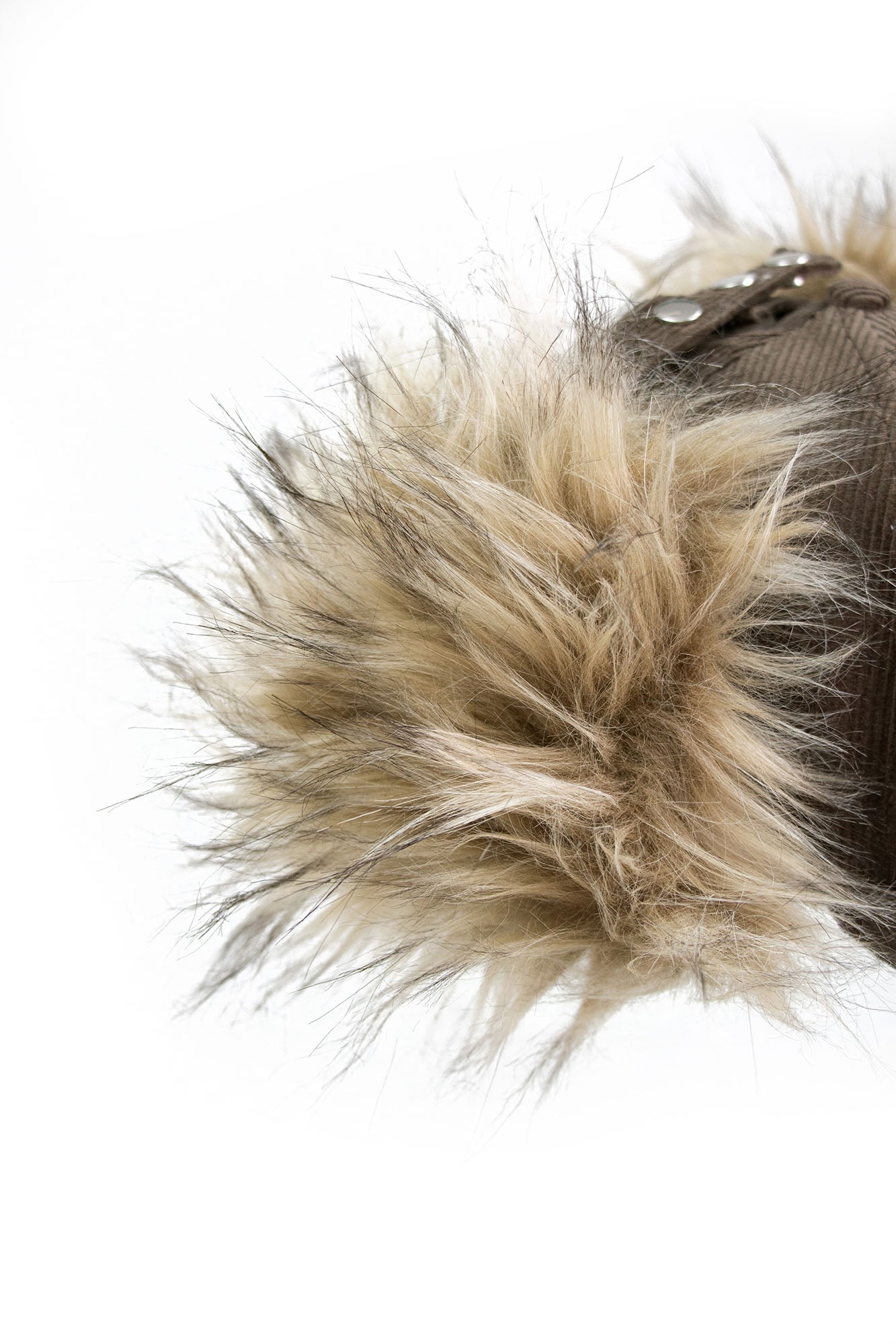 Faux-Fur Earflaps Corduroy Cap