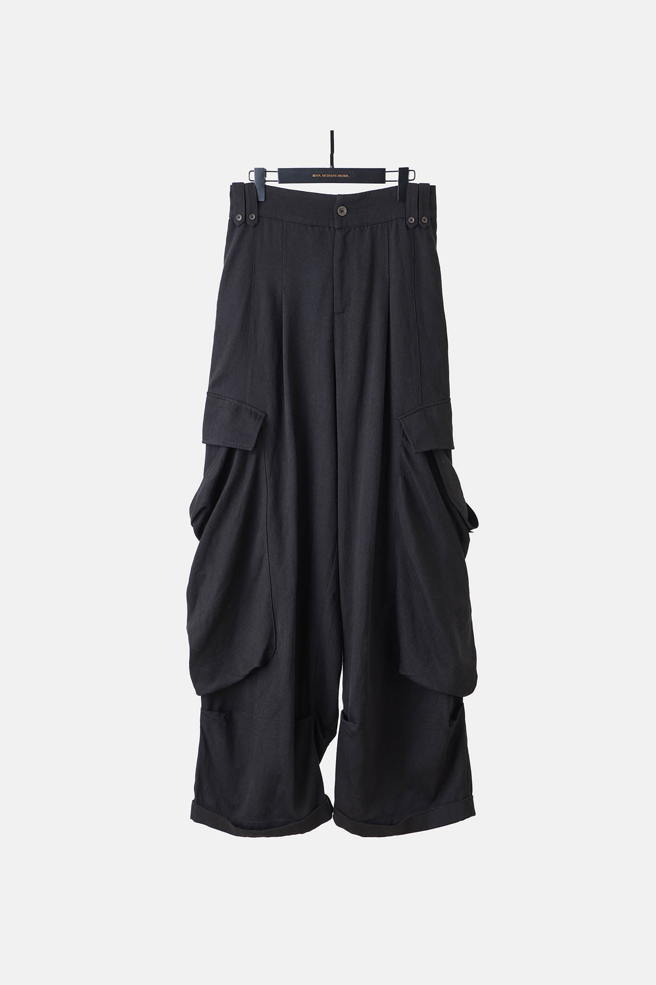 Draped Big-Pocket Wide-Leg Cargo Pants
