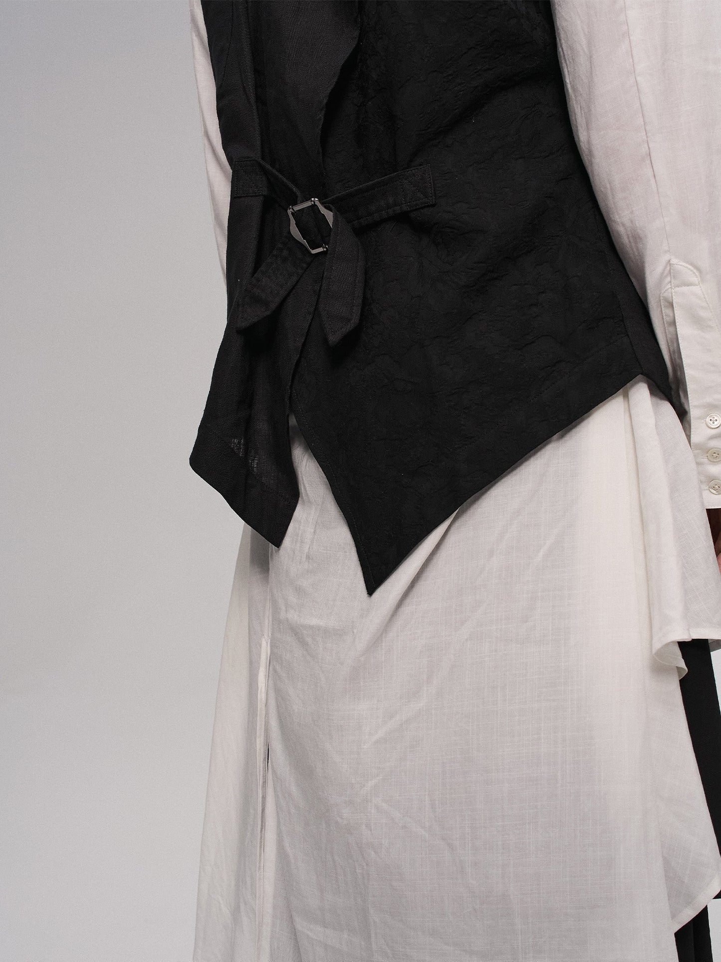 Distressed Frayed Petal-Collar Vest