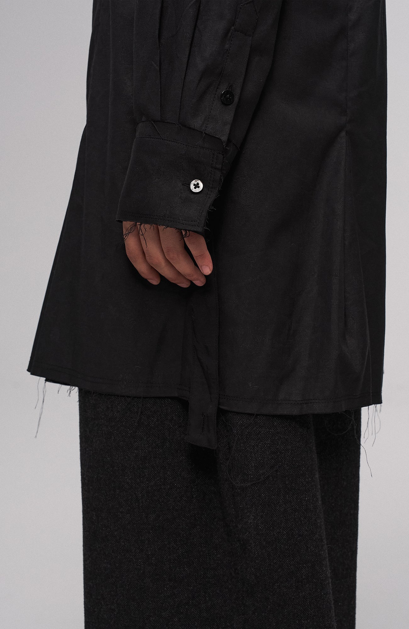 Asym Draped Raw-Edged Shirt