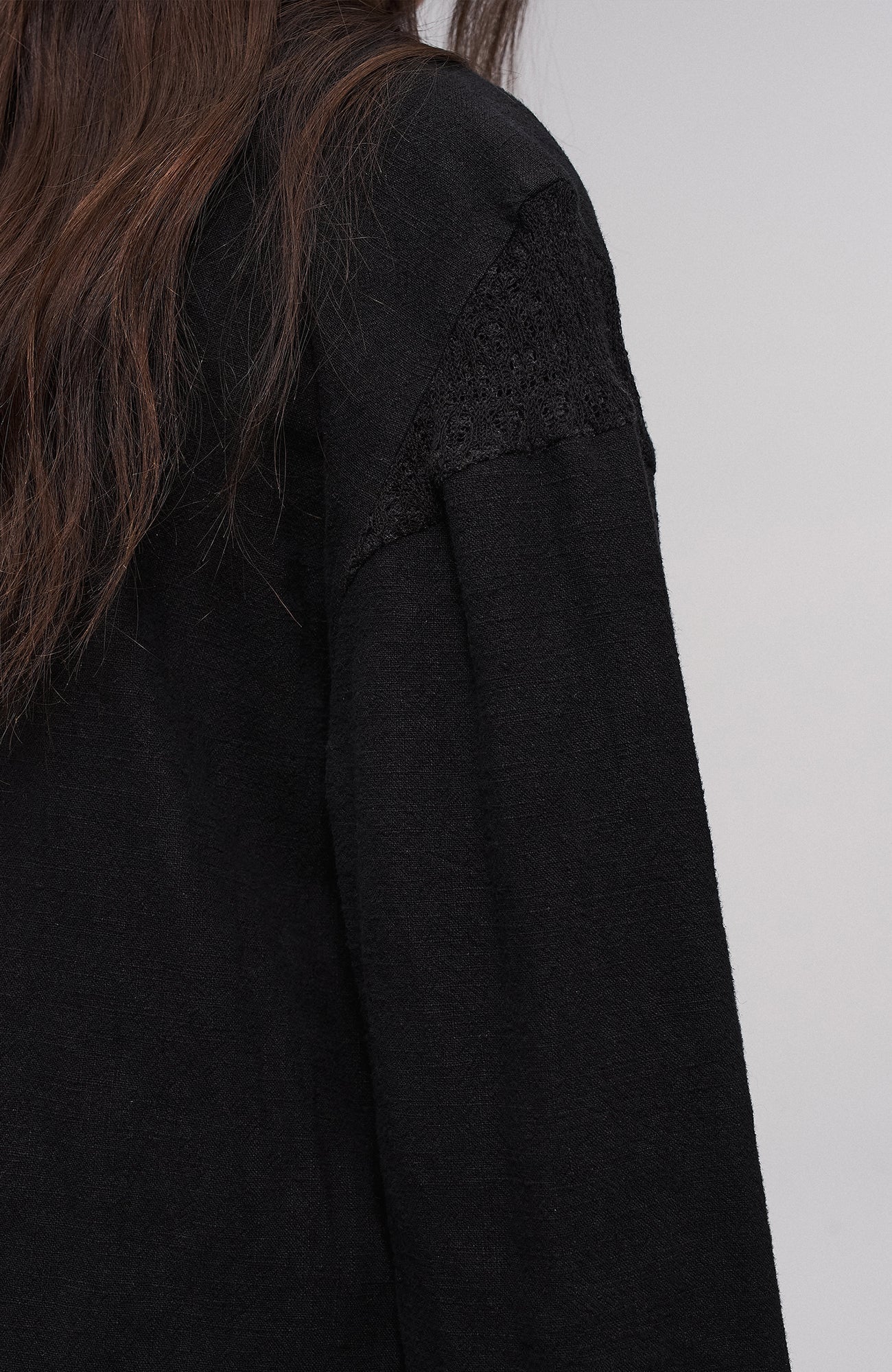 Asymmetric Drape Panel Ramie-Blend Shirt