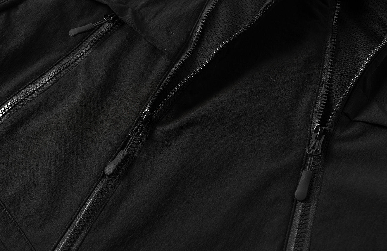 Dual-Placket Softshell Hooded Jacket