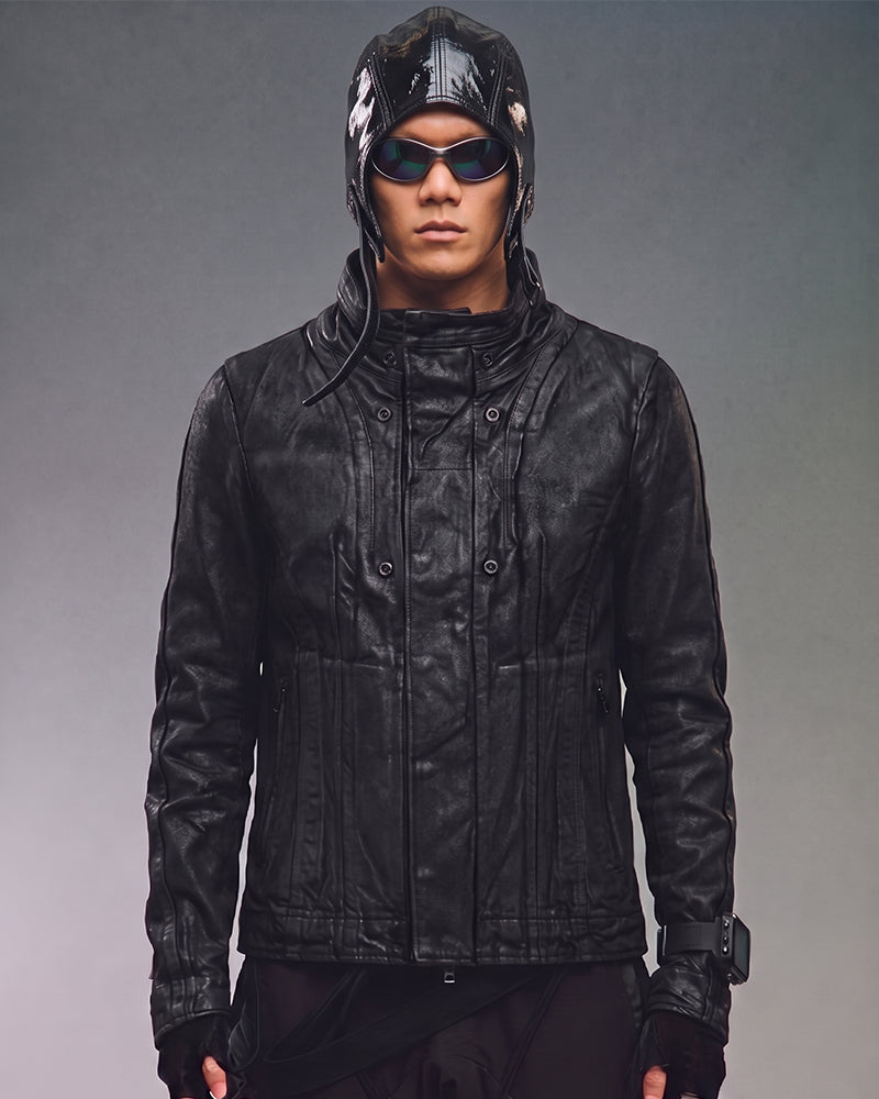 Wasteland Darkwear Cracked Texture PU Leather Tanker Hat