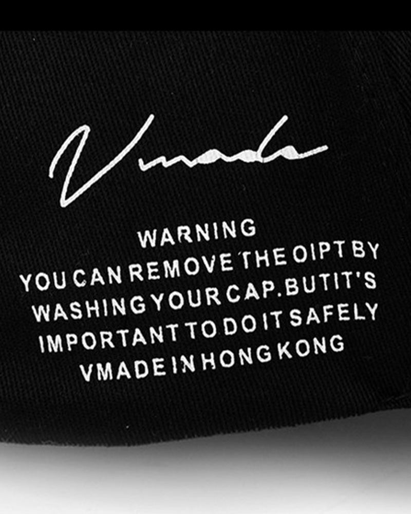 Techwear Long Strap Warning Print Baseball Cap
