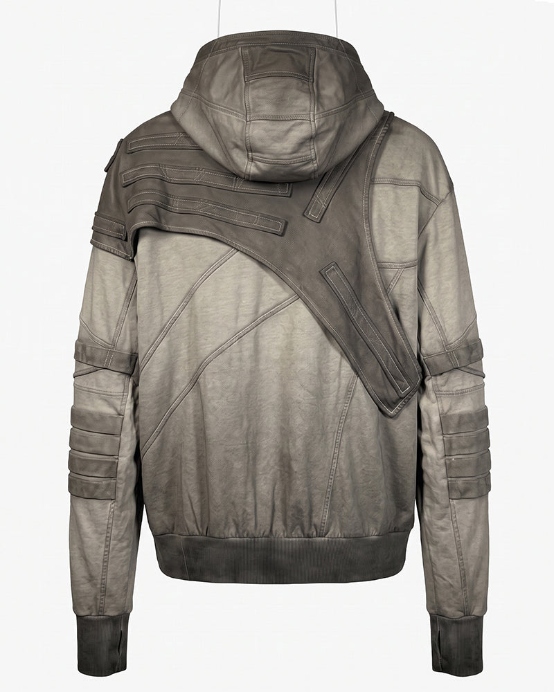 Post‑Apocalyptic Deconstructed Asymmetric Dirty Dye Hoodie
