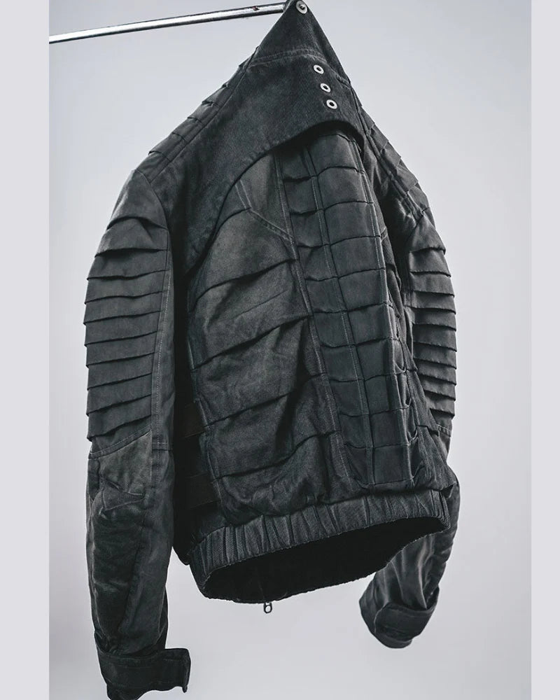Post-Apocalyptic Stand-Collar 3D “Dragon Spine” Motorcycle Jacket