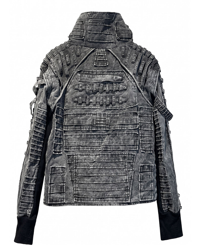Wasteland Asymmetric Distressed Washed Tactical Jacket