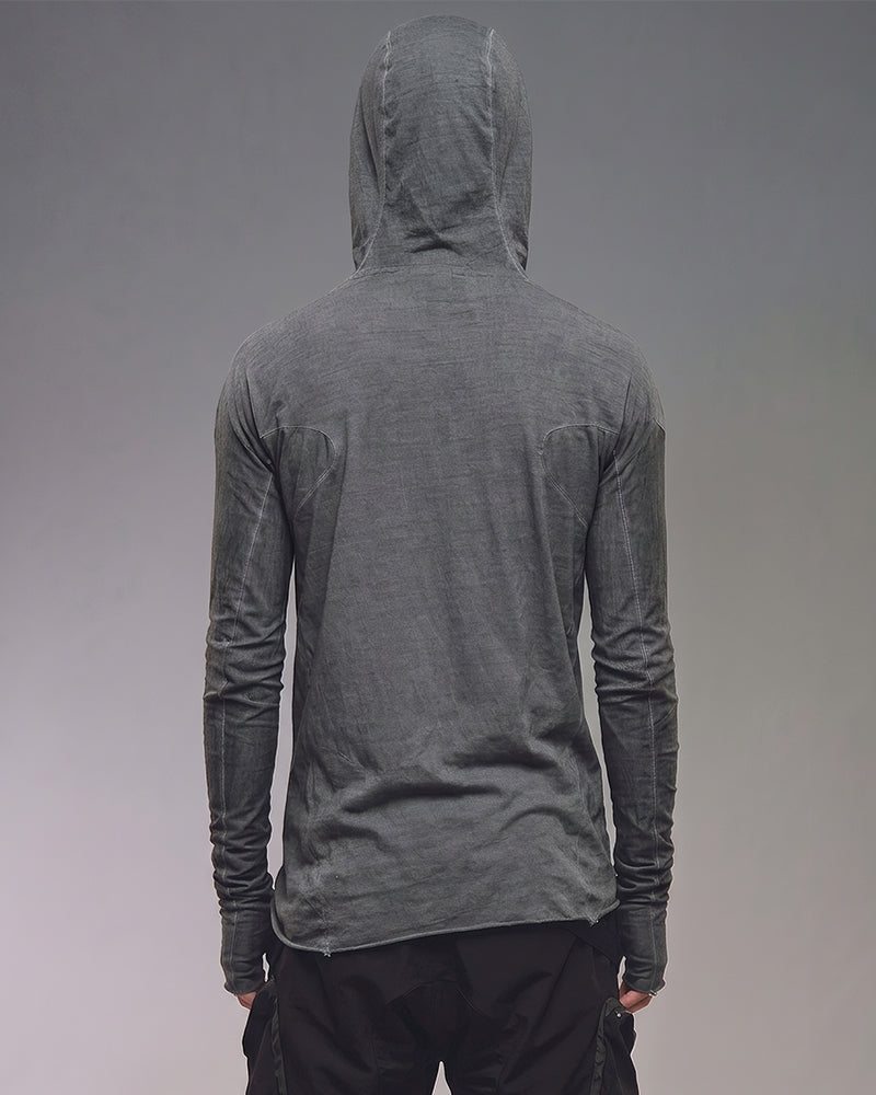Wasteland Distressed Hooded Masked Long Sleeve T-Shirt