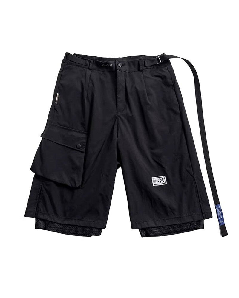 Techwear Layered Strap Cargo Shorts