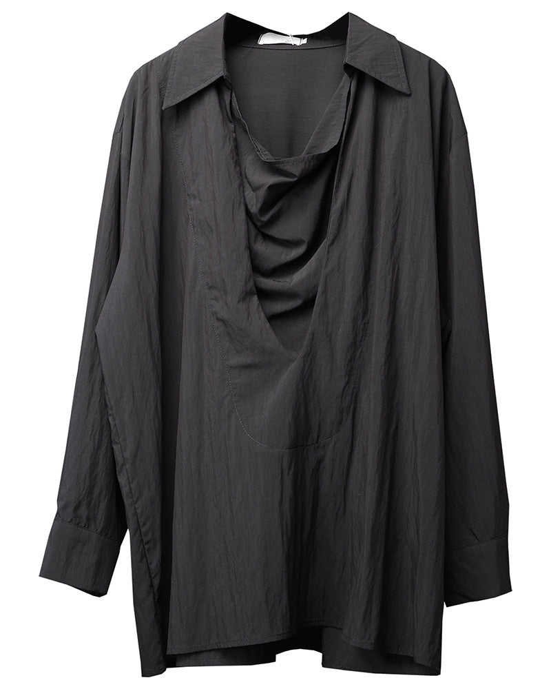 Japanese Darkwear Draped Cowl Neck Layered Shirt