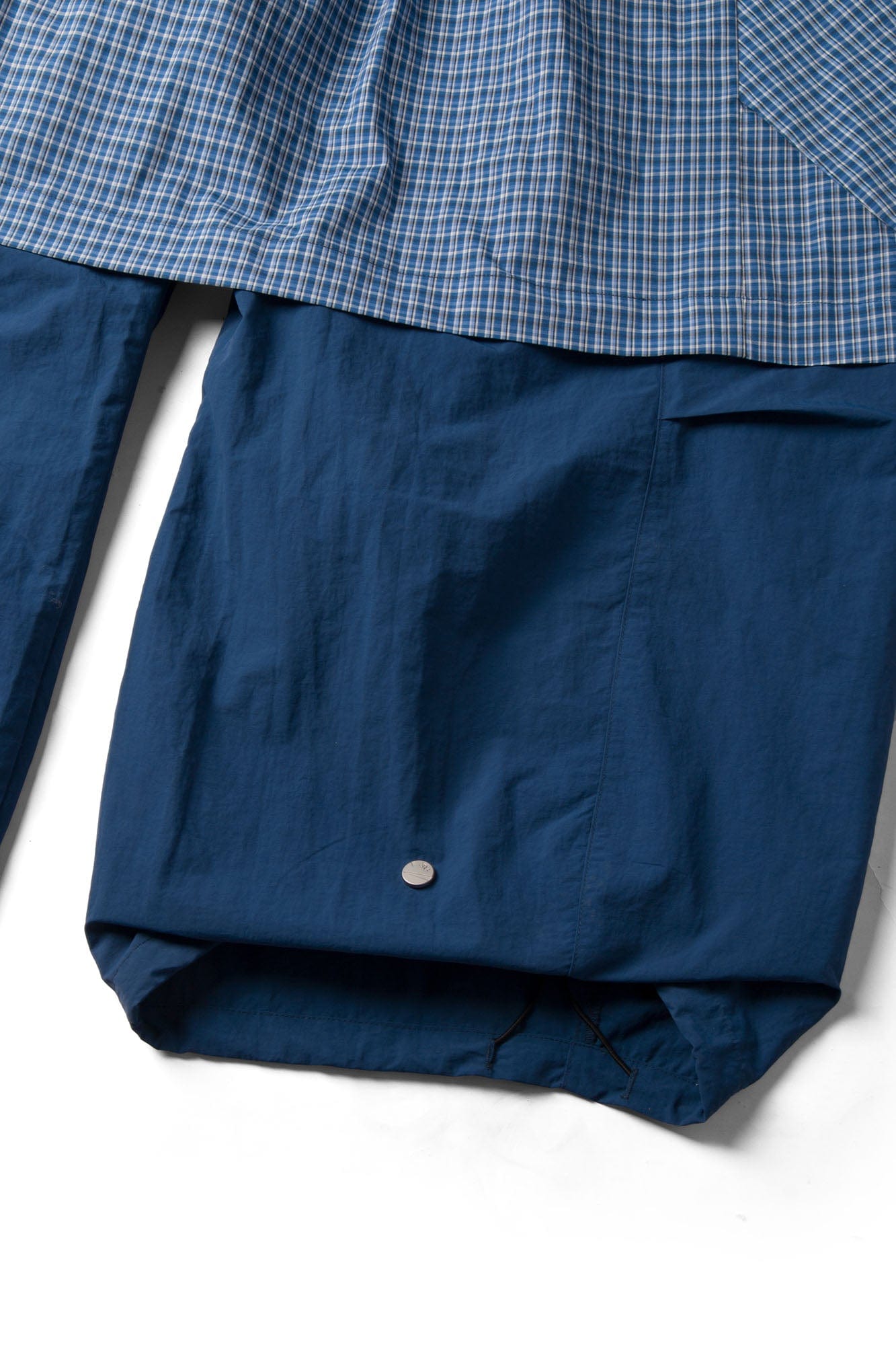 Drawstring Layered Double-Waistband Parachute Pants Blue