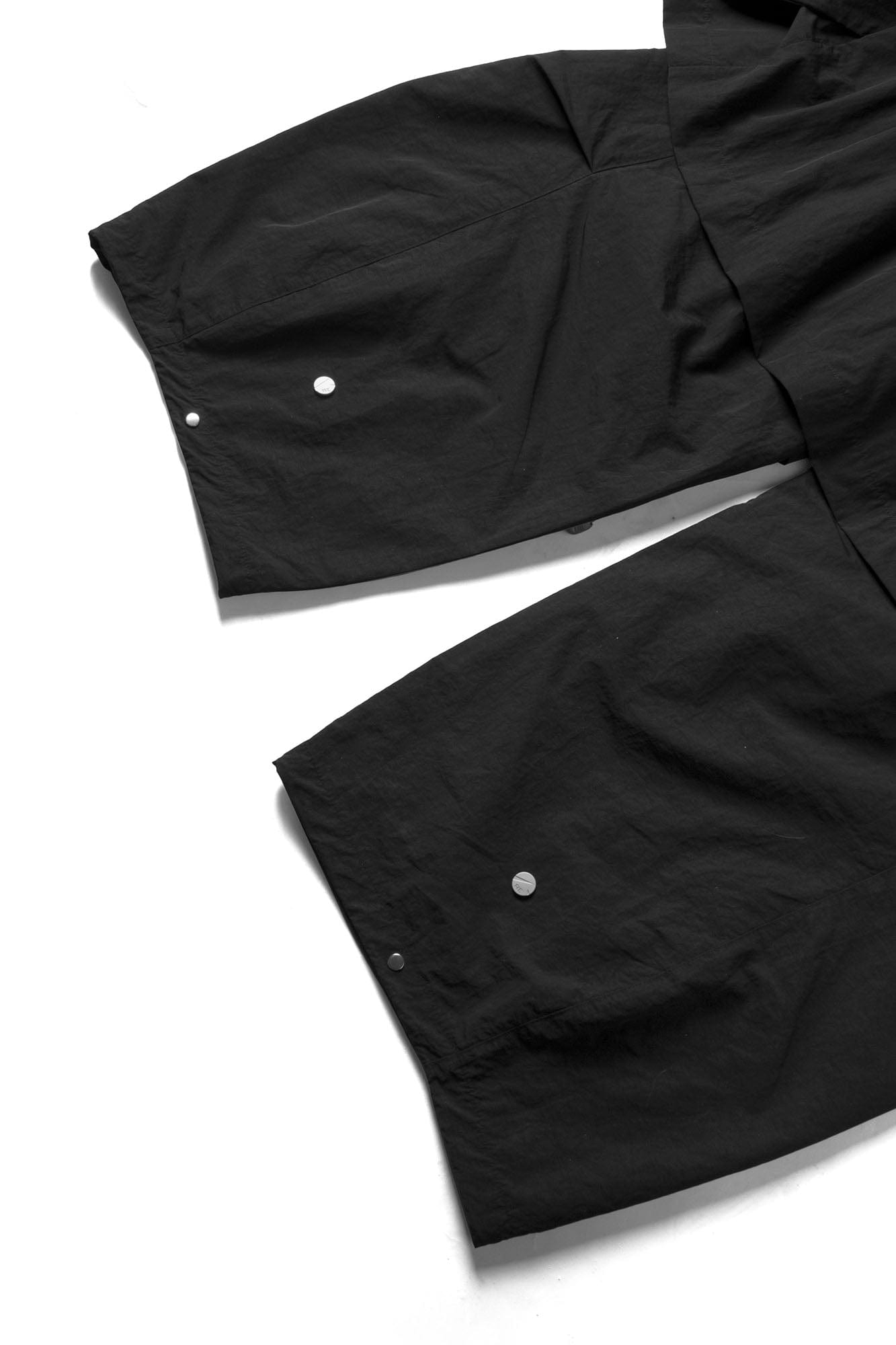 Drawstring Layered Double-Waistband Parachute Pants Black