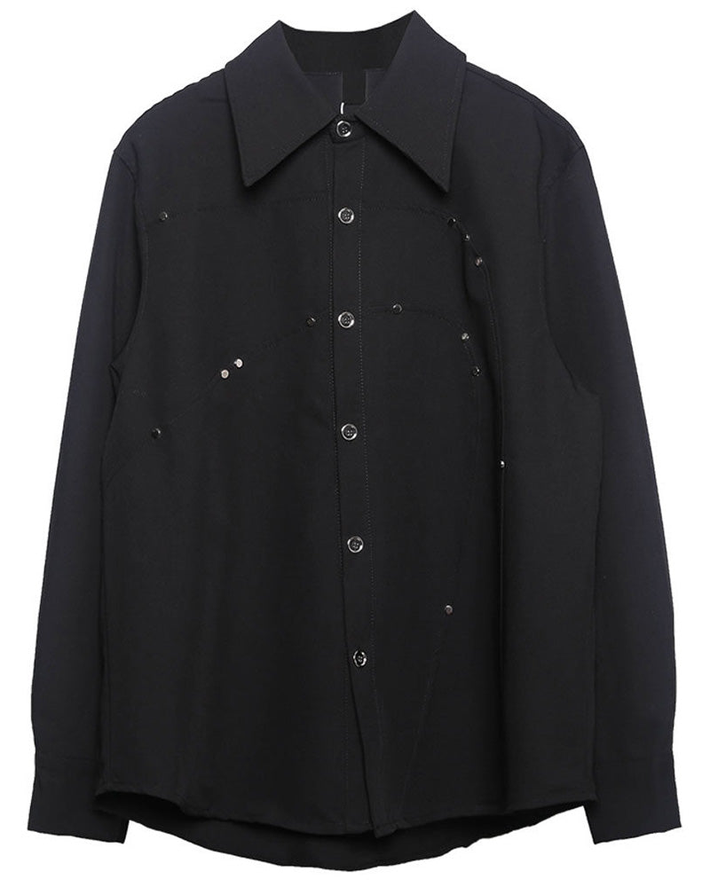 Japanese Darkwear Studded Patchwork Shirt