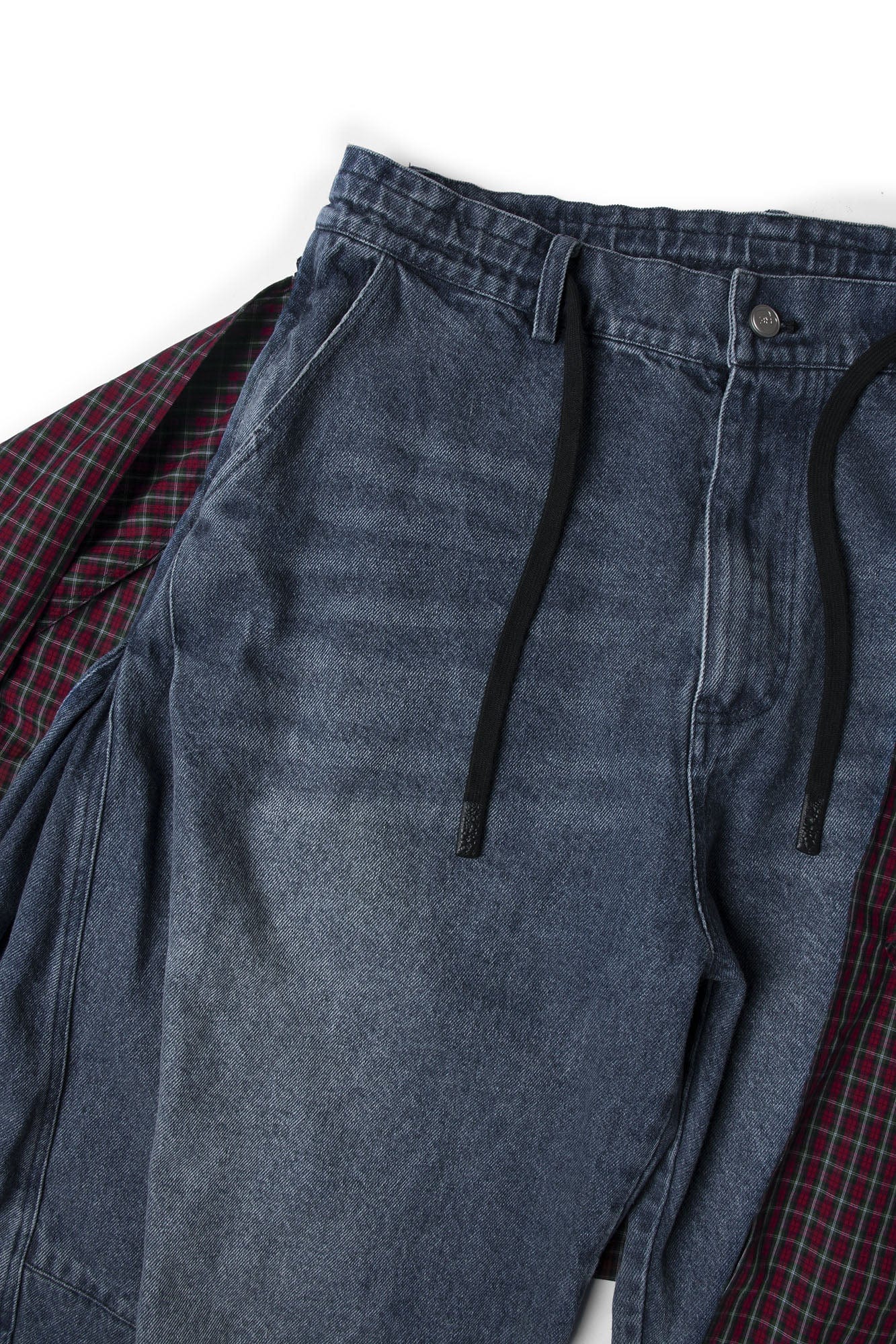 Detachable Drape Drawstring Baggy Jeans Blue