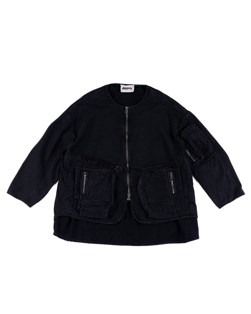 Waist-cinching Multi-Pocket Utility Jacket