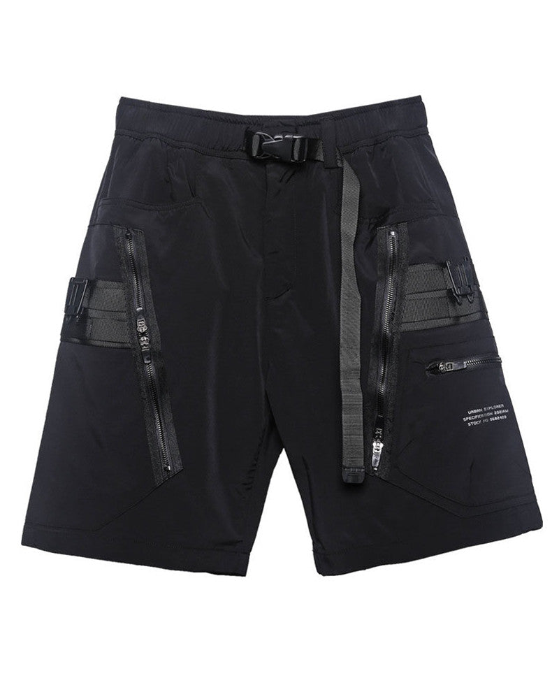 Functional Zip Pocket Black Cargo Shorts