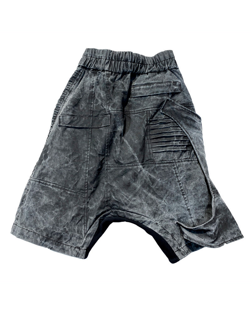 Vintage Tie-Dye Distressed Multi-Pocket Cargo Shorts