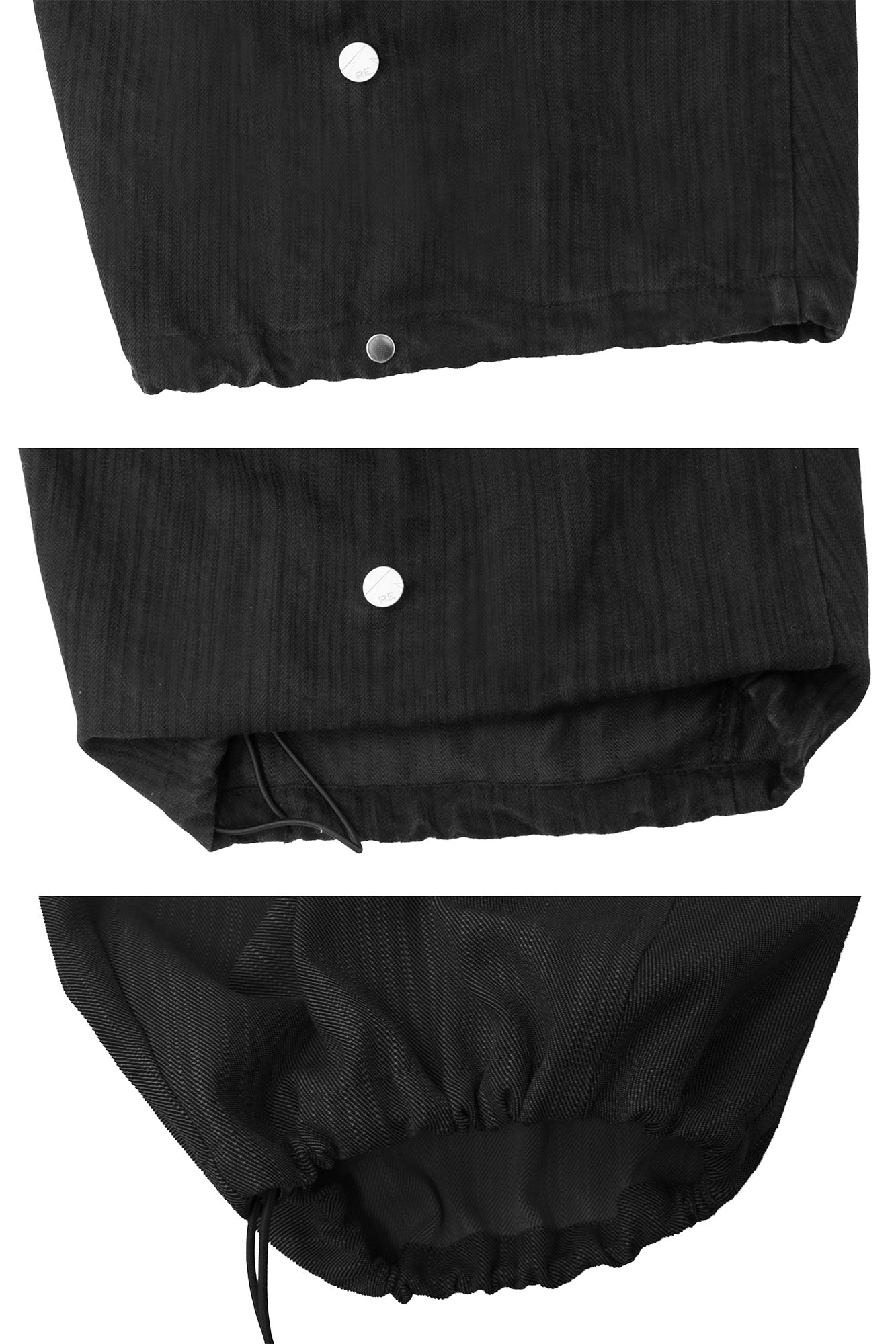 Crinkled Drawstring Oversized Pants Black