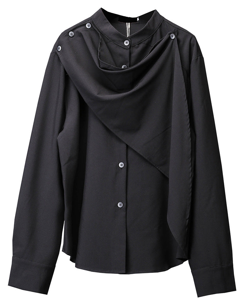 Darkwear Style Japanese Draped Scarf Shirt