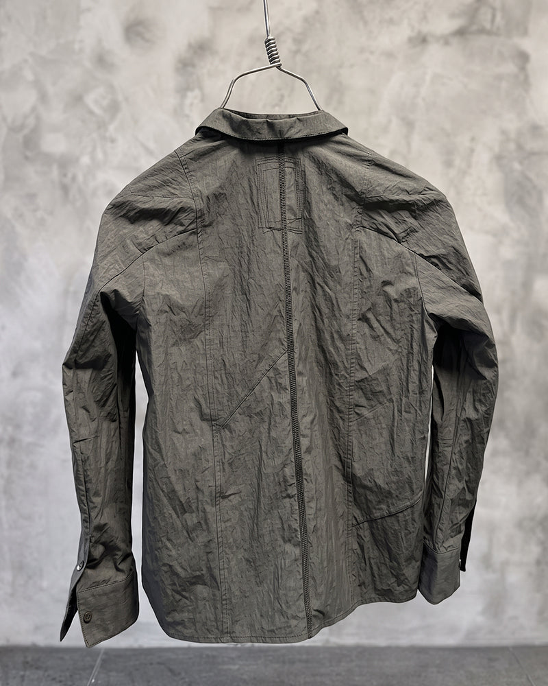 Wasteland Crinkled Asymmetric Patchwork Long Sleeve Shirt