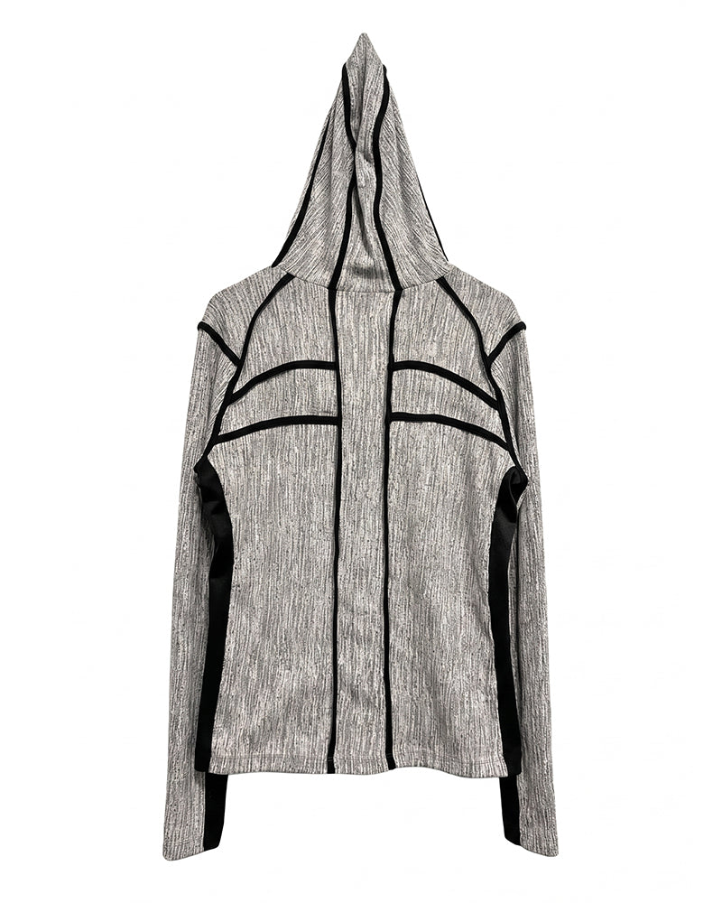 Post-Apocalyptic Contrast Deconstructed Hooded Long-Sleeve T-Shirt