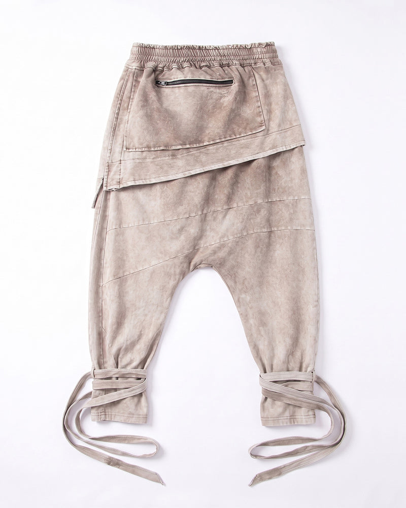 Wasteland Asymmetric Distressed Drop Crotch Ninja Pants