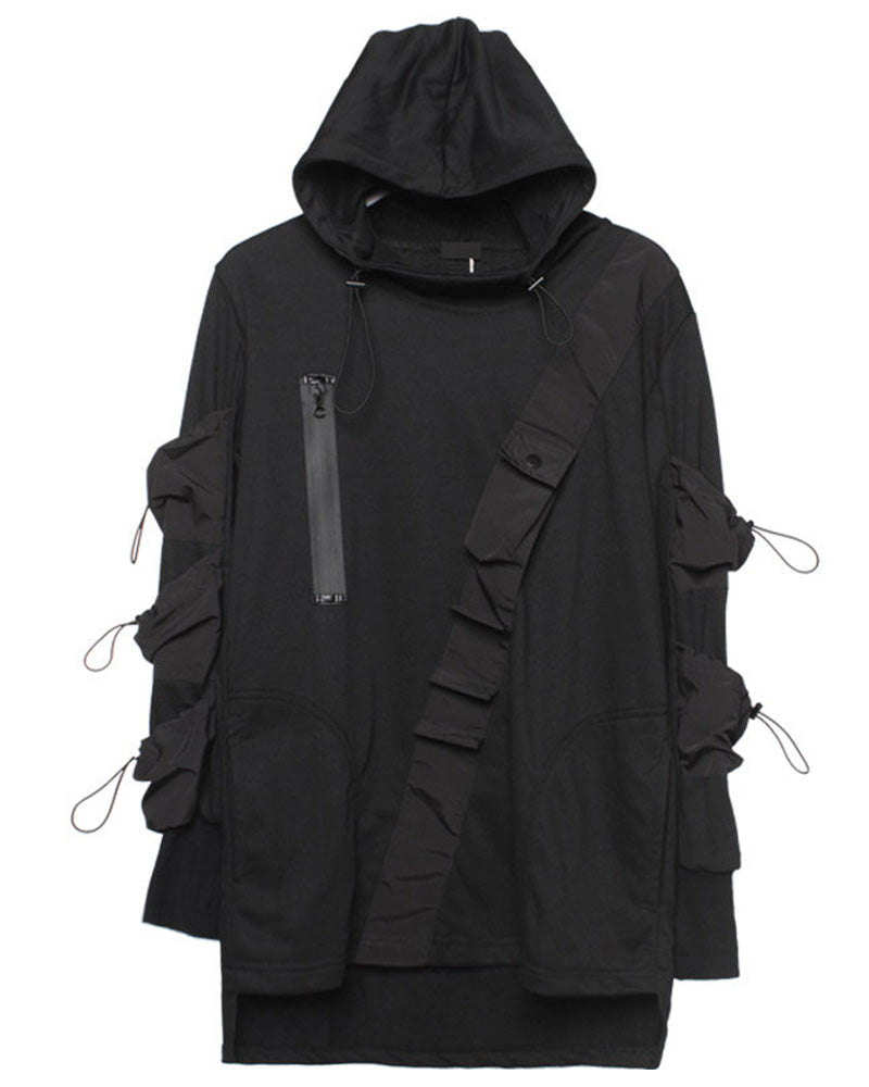 Japanese Techwear Multi-Pocket Drawstring Hoodie