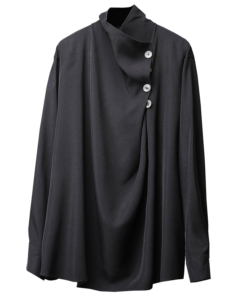 Japanese Draped High Neck Darkwear Shirt
