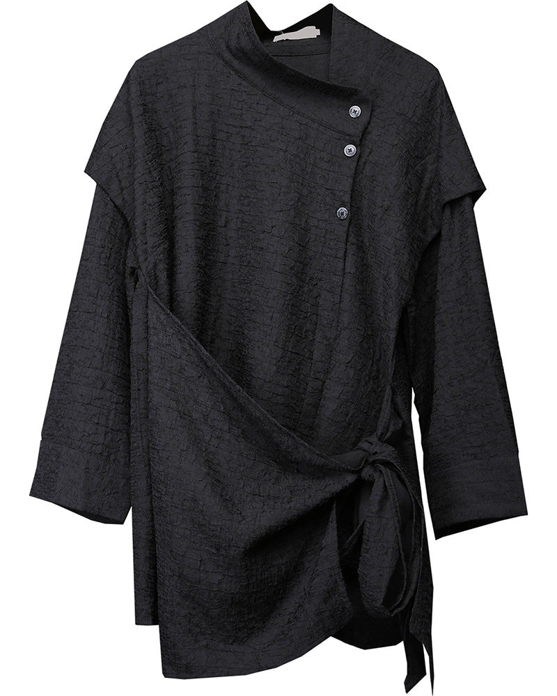 Dark Modern Japanese Asymmetrical Robe Shirt