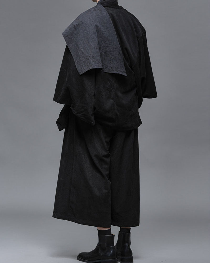 Darkwear Style Japanese Urban Scarf Collar Shirt