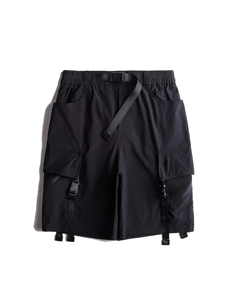 Streetwear Ribbon Multi-Pocket Cargo Shorts