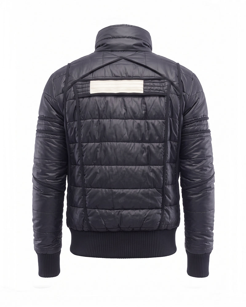 Post-Apocalyptic Asymmetric Geometric Quilted Jacket