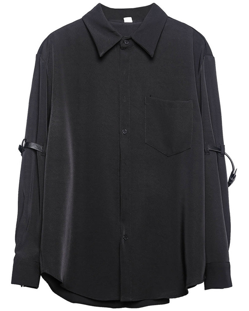 Techwear Japanese Leather Buckle Buckle Shirt