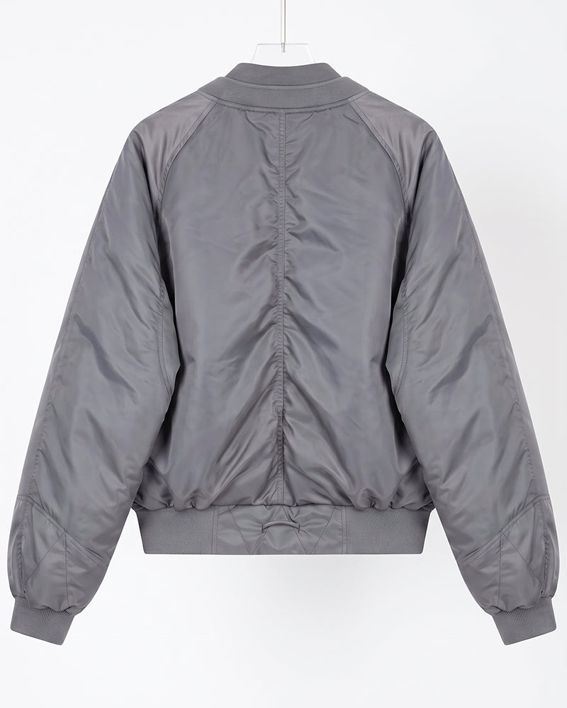 Deconstructed Double Collar Layered Paneled Bomber Jacket