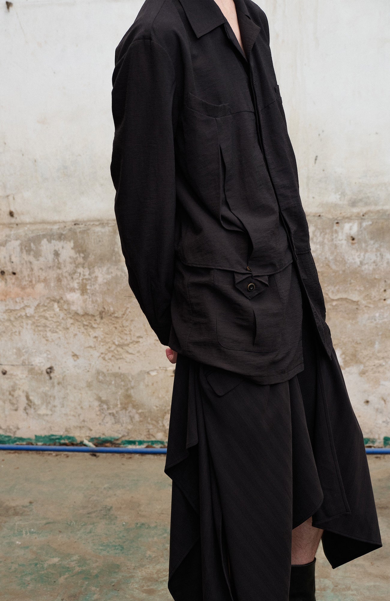 Deconstructed Drape-Panel Shorts