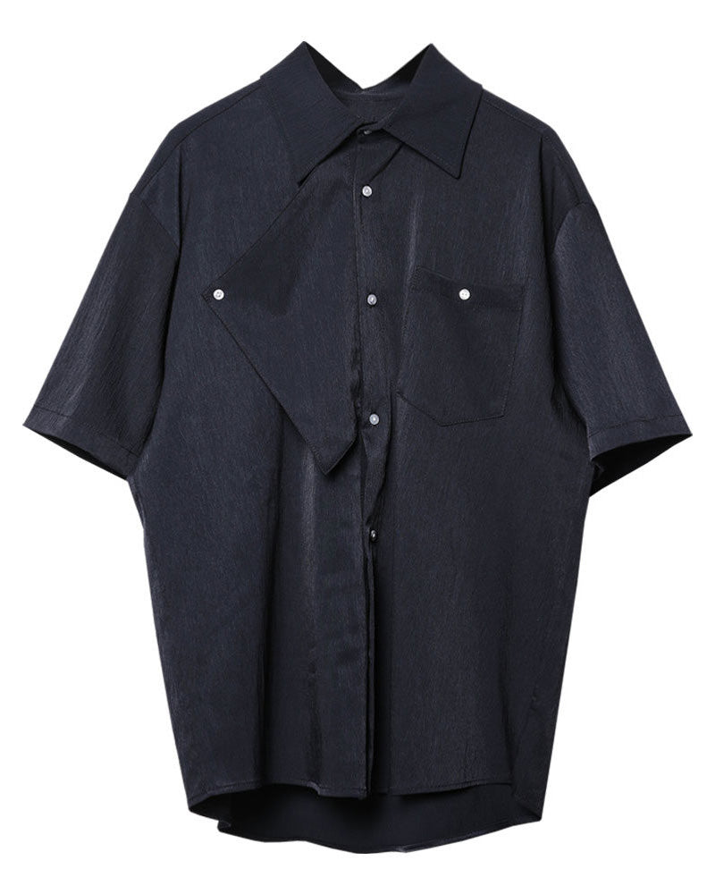 Asymmetric Panel Darkwear Short-Sleeve Shirt