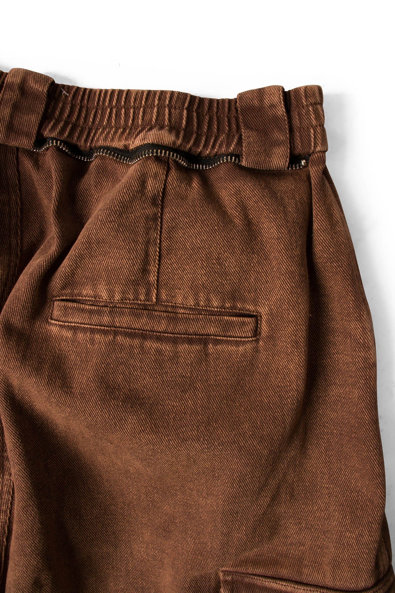 Detachable Scarf Washed Multi-Pocket Wide-Leg Shorts Brown