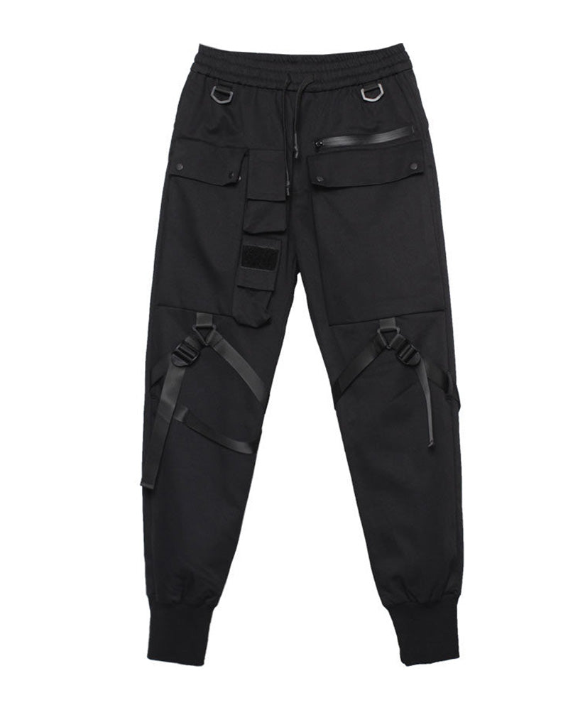 Tactical Strap-Detail Techwear Cargo Pants